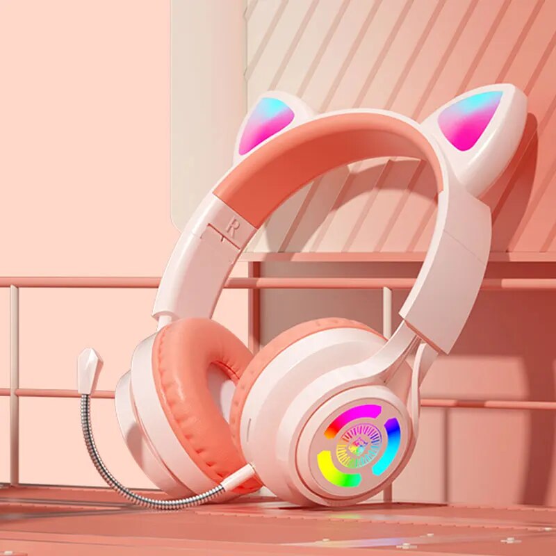 Kids Kitty-Beats LED Light-Up Headphones - Wired/Wireless