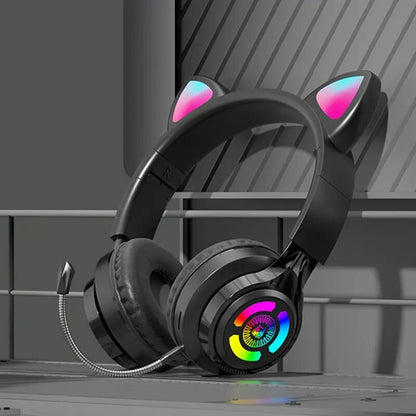 Kids Kitty-Beats LED Light-Up Headphones - Wired/Wireless