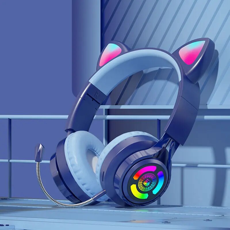 Kids Kitty-Beats LED Light-Up Headphones - Wired/Wireless